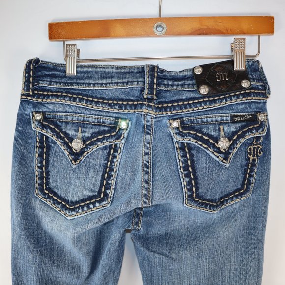 Miss Me Medium Wash Distressed Boot Cut Jeans Women's Size 30 Style JP5014-6 - Picture 6 of 10